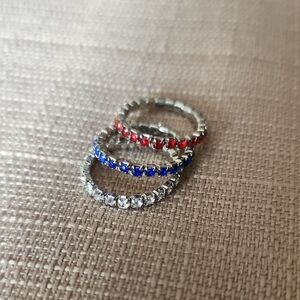 New Avon Red, Clear, Blue 3 Piece Toe Stretch Ring Set
